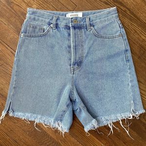 Storets Jean Shorts Button Fly Cut Off Side Slit Denim Women’s Size M High Rise